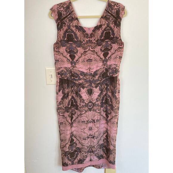 Peruvian Connection Womens 12 Pink Silk Babydoll Print Midi Dress Fairy Y2K Boho - Picture 2 of 9